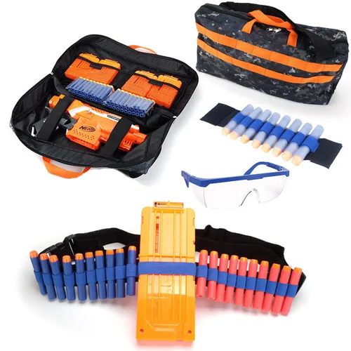 Imagen 2 del producto Kit de piezas tácticas de bala suave para pistola de juguete Nerf, incluye 100 balas de repuesto, Clips de recarga de bala y bolsa de almacenamiento de pulsera, para niños