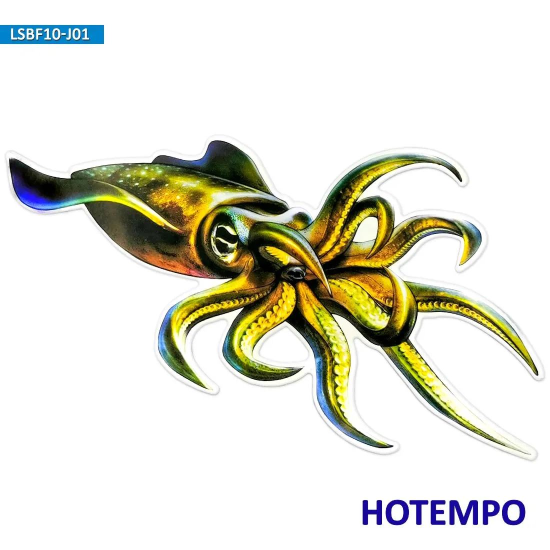 20cm Laser Style Big Size Fish Giant Squid Architeuthis Dux Laptop Motorcycle Boat Car Stickers for Fisherman Waterproof Sticker