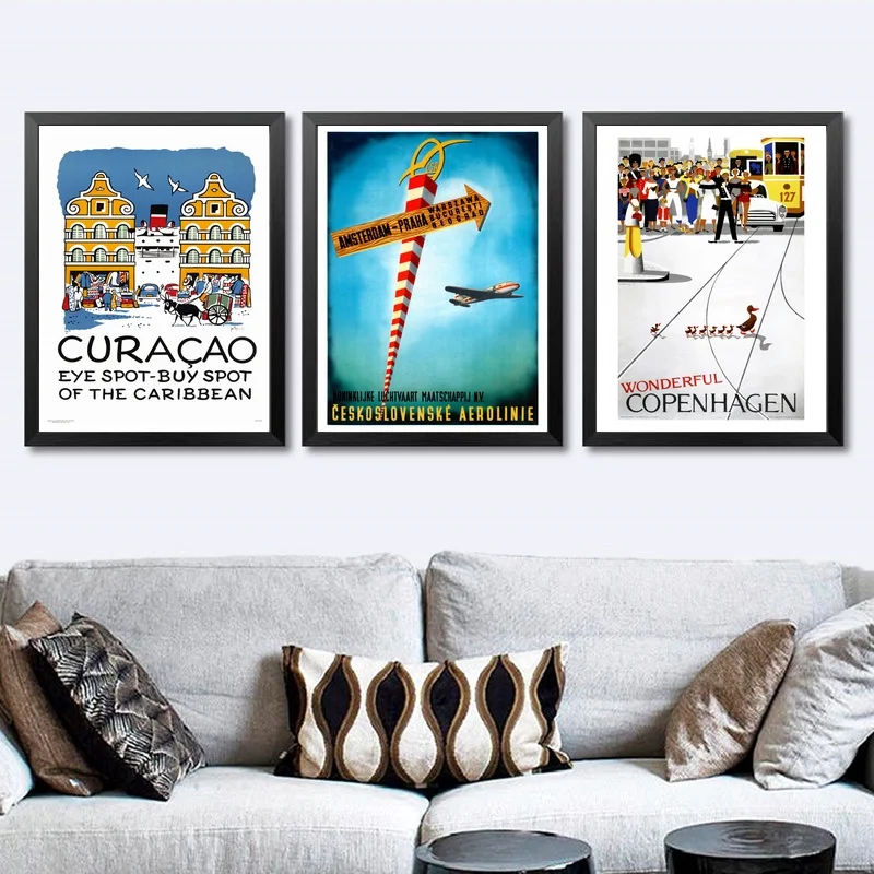 كوراكاو تشيكوسلوفاكيا الدنمارك الدومينيكان مصر خمر ملصق السفر