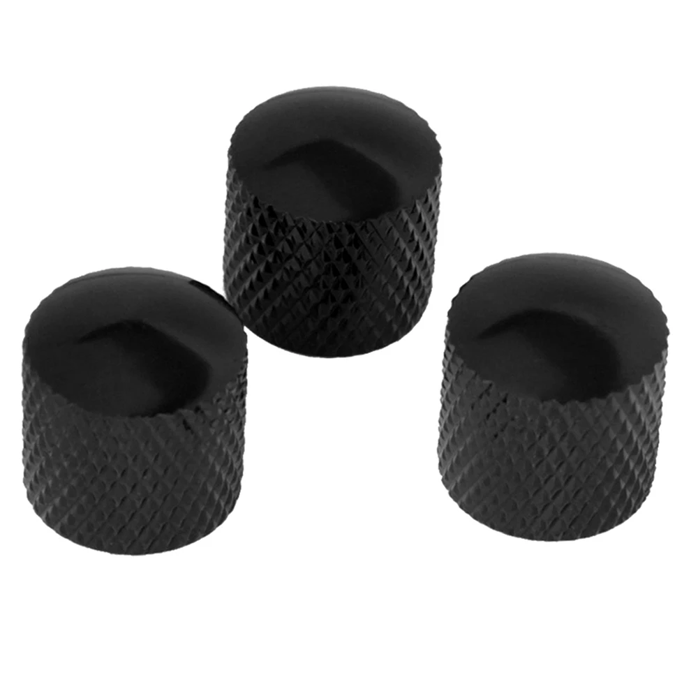 3Pcs Metal Electric Guitar Bass Volume Tone Control Knobs Dome Knobs Potentiometer Hat Cap Bass Guitar Parts & Accessories