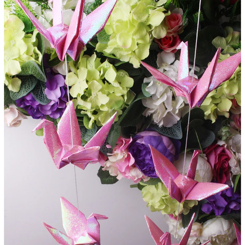 75PCs 5Strings Premade Pink Thousand Paper cranes Garlands Origami Bird Decor For Wedding Party Valentine's Day Party Backdrop