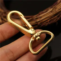 2Pcs Solid Brass Snap Hooks Swivel Eye Trigger Clips Metal Buckles Leather Crafat Luggage Bag Keychain Dog Collar Lobster Clasps