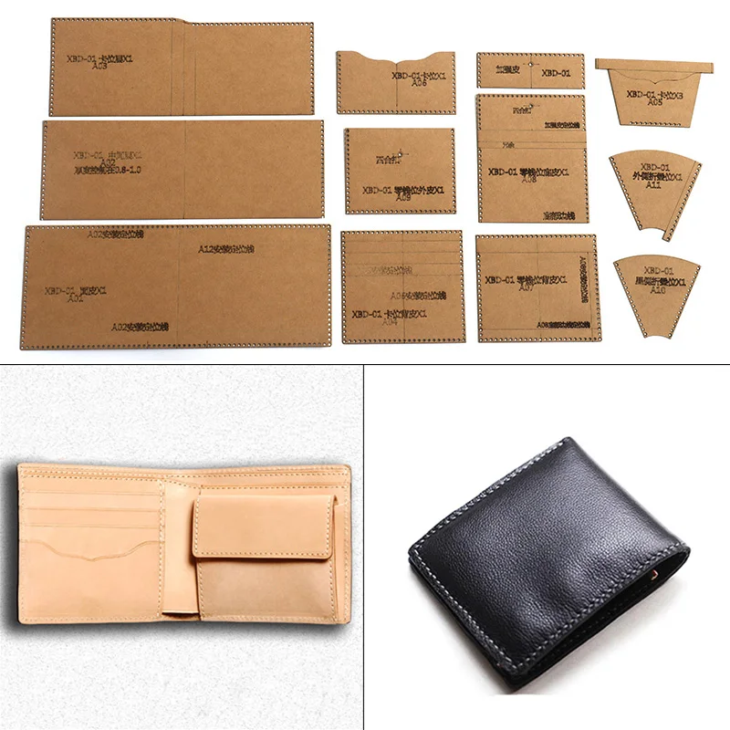 

1Set DIY Kraft Paper Template New Fashion Men's Business Short Wallet Leather Craft Pattern DIY Stencil Sewing Pattern 10cm*11cm