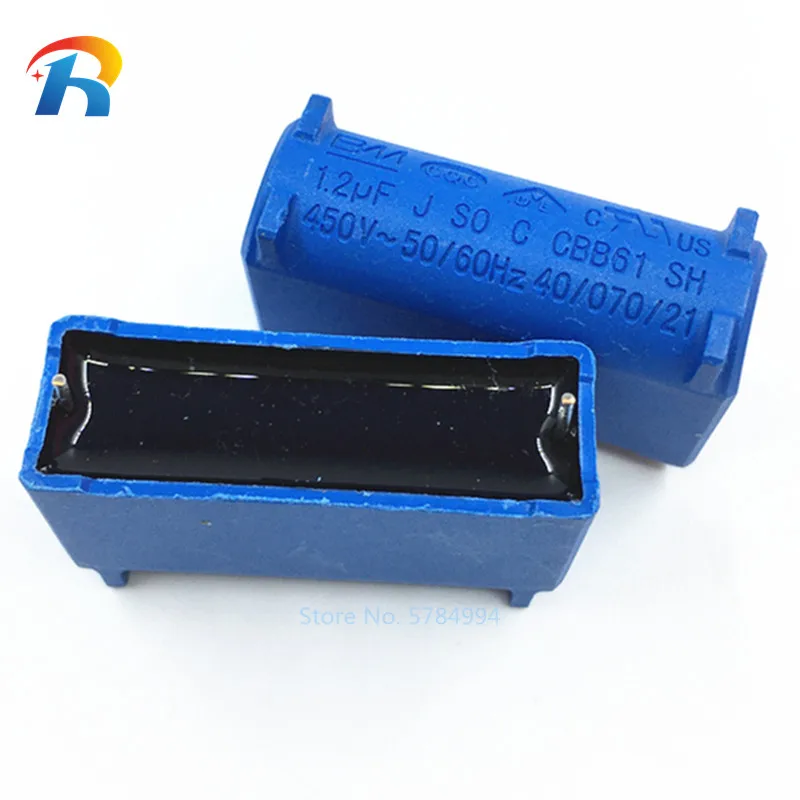 Free shipping 10pcs/lot 100% new blue component CBB61 1.2uF 450VAC Air conditioning fan capacitor start component 50/60Hz