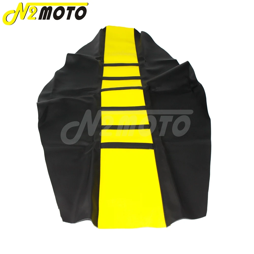 Black&Yellow RM 125 Seat Cover Motocross Enduro Ribbed Seat Cover Traction Gripper for Suzuki DR650 DRZ RMZ RM-Z 650 125 250 450