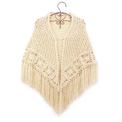 Batwing Knitwear Sleeve Tassl Women Loose Pullover Blouse Irregularity Cloak Poncho Cape Top Knitting Sweater Coat Shawl Outwear
