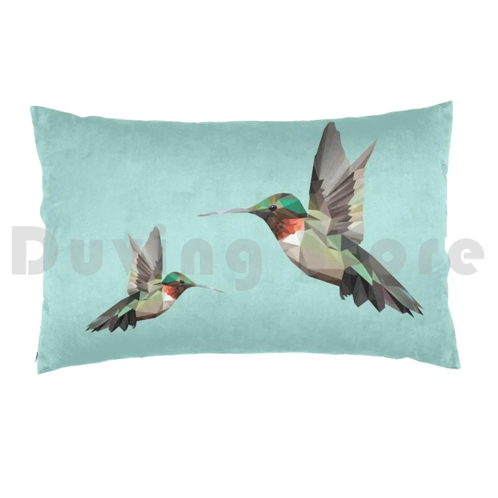 Geometric Hummingbird Pillow Case Printed 50x75 Humming Bird Bird Poly Polygons Flight Flying Geometric