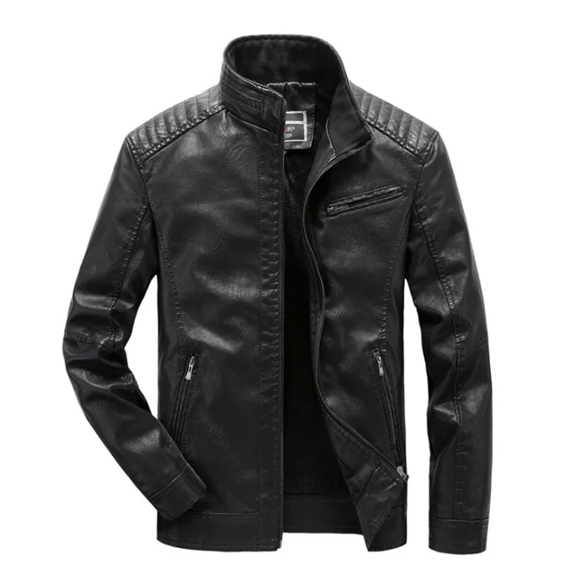 

Men Leather Jacket New Fleece Motorcycle Leather Jacket Casual Coats Zipper Men Biker Faux Leather Jacket chaqueta cuero hombre