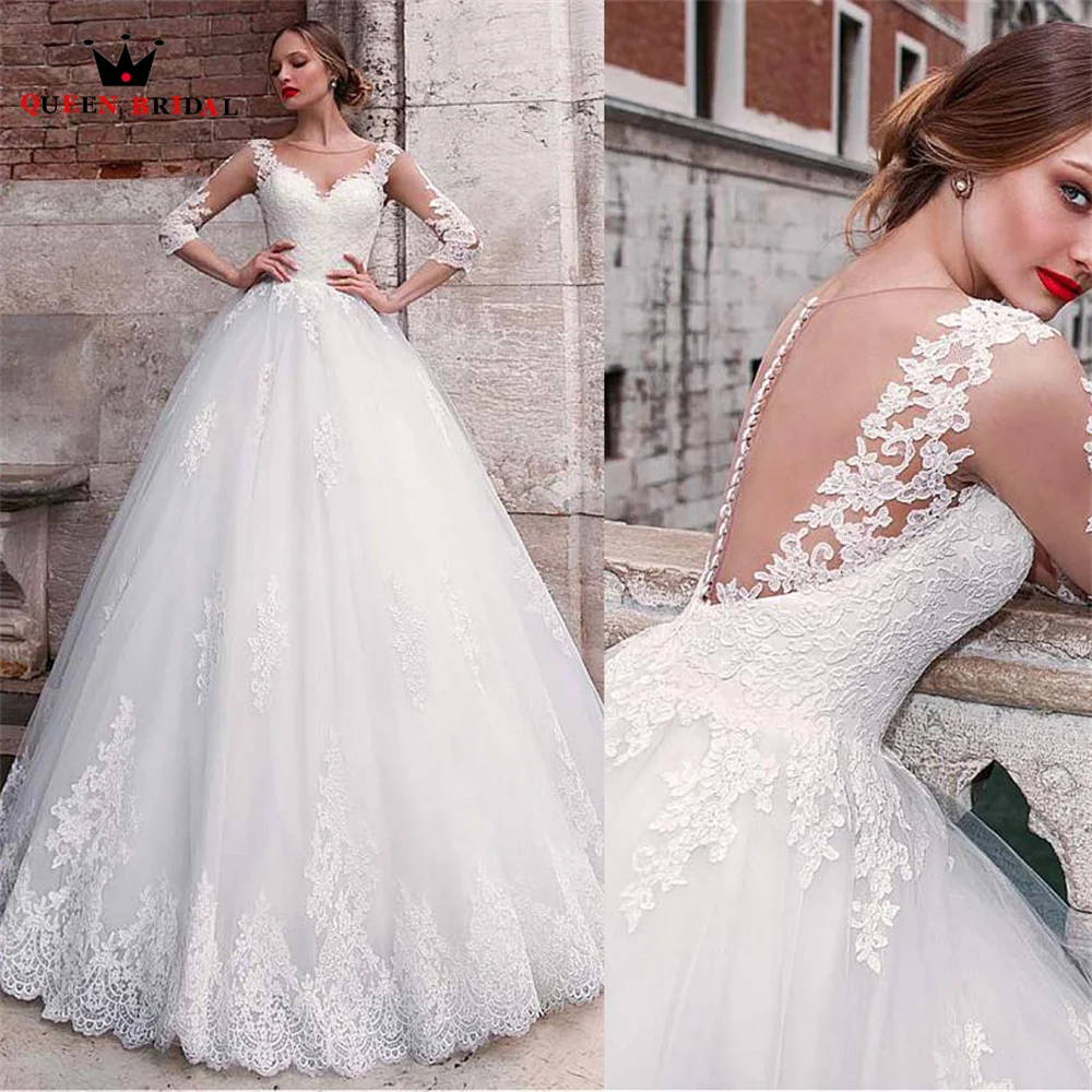 A-line Half Sleeve Wedding Dresses Tulle Lace Appliques Long Formal Elegant Bridal Gown 2023 New Design Custom Made DS117