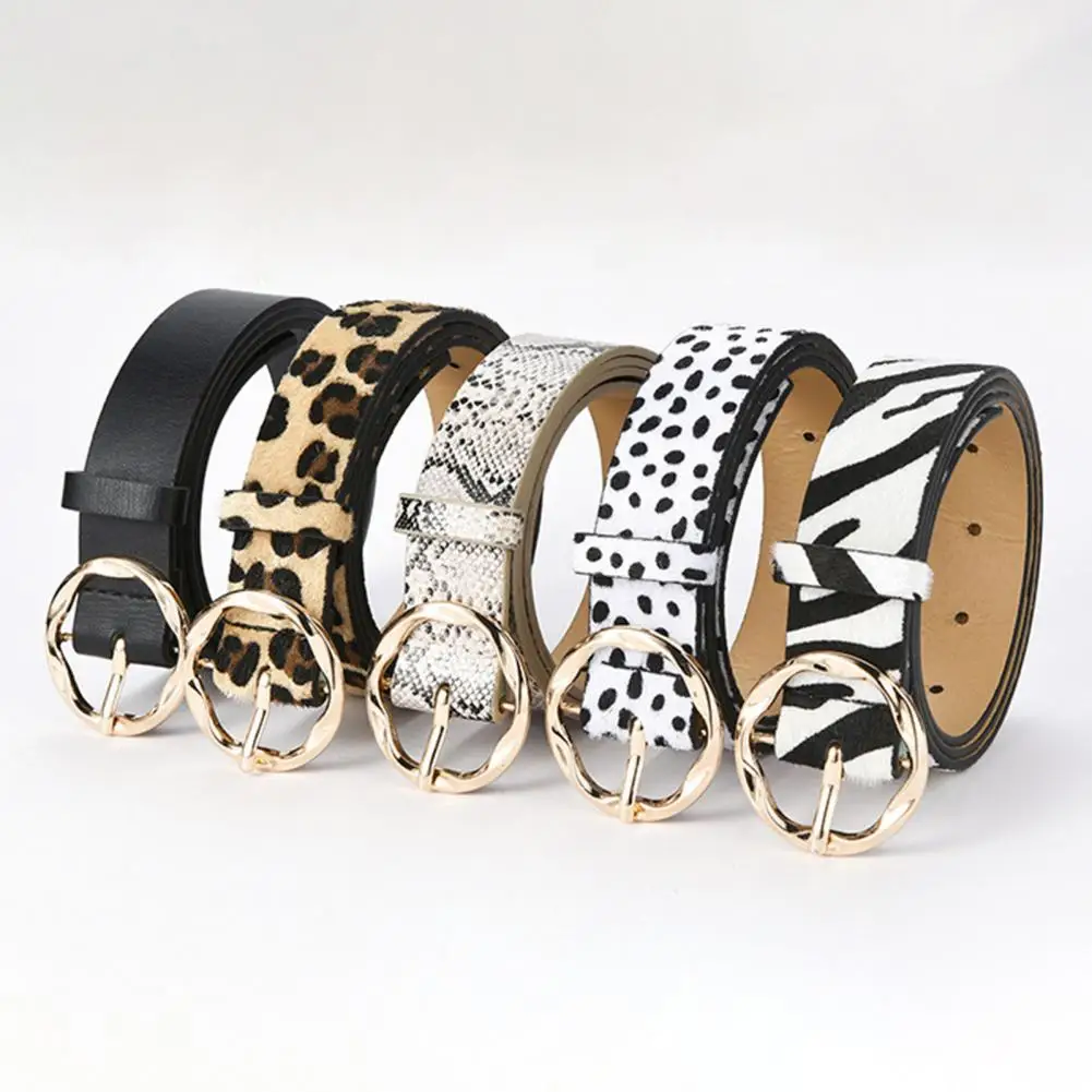 

Leopard Snakeskin Pattern Leather Belts for Women Adjustable Buckle Harness Belt Waist Belt Women Belt Waistband for Pants Jeans