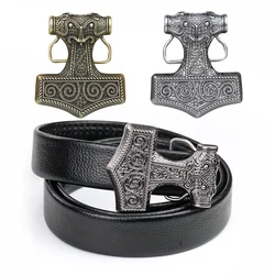 Retro Norse Mythology Hero Odin Hammer Belt Buckle Western Cowboy King Weapon God Viking Hebilla Cinturon Man Jeans Accessory