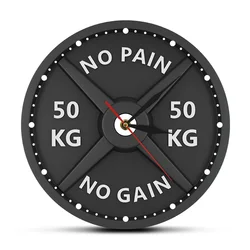 NO PAIN NO GAIN 50KG Barbell 3D Modern Wall Clock Weight Lifting Dumbbell Bodybuilding Wall Watch Gym Workout Strongman Gift