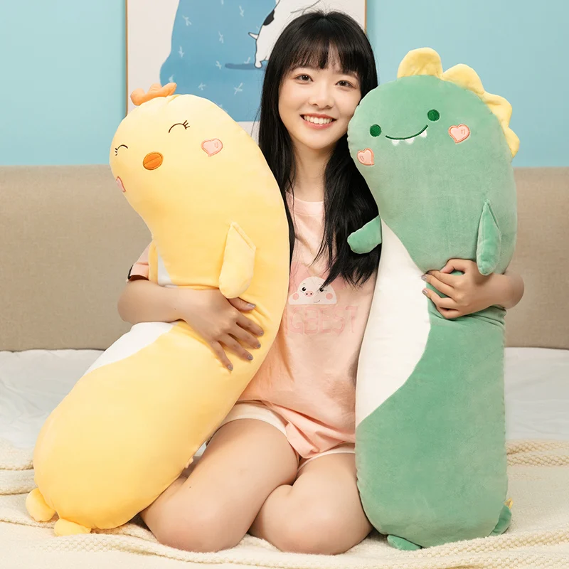 75/95/125cm Lovely Dinosaur Penguin Husky Unicorn Kawaii Long Pillow Stuffed Soft Animal Dolls Sleeping Pregnant Baby Kids Toys