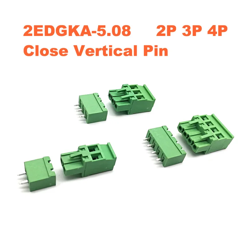 

50pcs Pitch 5.08mm 2/3/4P Screw Pluggable PCB Terminal Block Connectors Morsettiera 2EDGKA+VC Straight Pin male/female Bornier