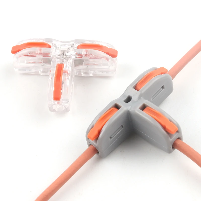 Universal Compact T-type Wire Connector Splitter Terminal Distribusi Cepat Push-In Distributor Utama Rumah AWG 28-14(12)