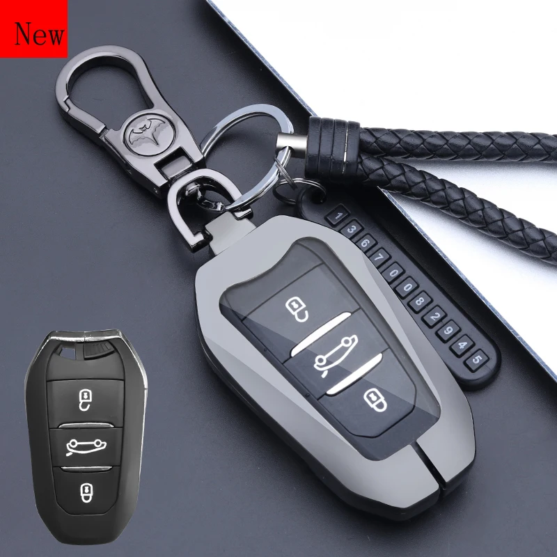 

High-Quality Galvanized Alloy Keyring Key Case Cover for Peugeot 308 3008 408 Car Accessories