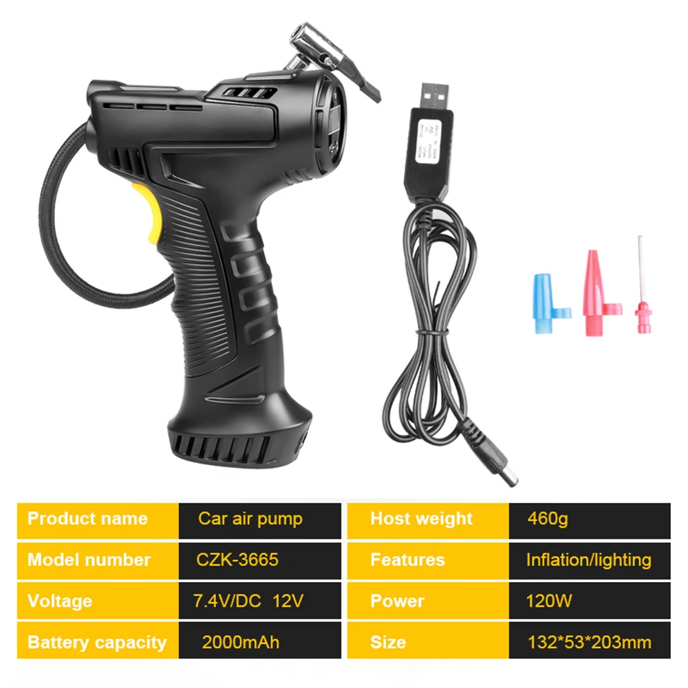 120W Rechargeable Air Compressor Wireless Inflatable Pump Portable Air Pump Digital Auto Car Automatic Tire Inflator Equipment