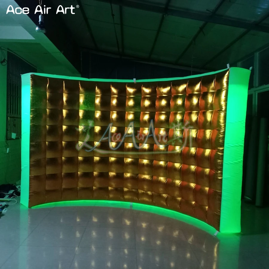 

Customized Color Backdrop Gold And White Inflatable Photo Booth,3m W x 2m H Led DJ Booth Wall,Party Background Standing