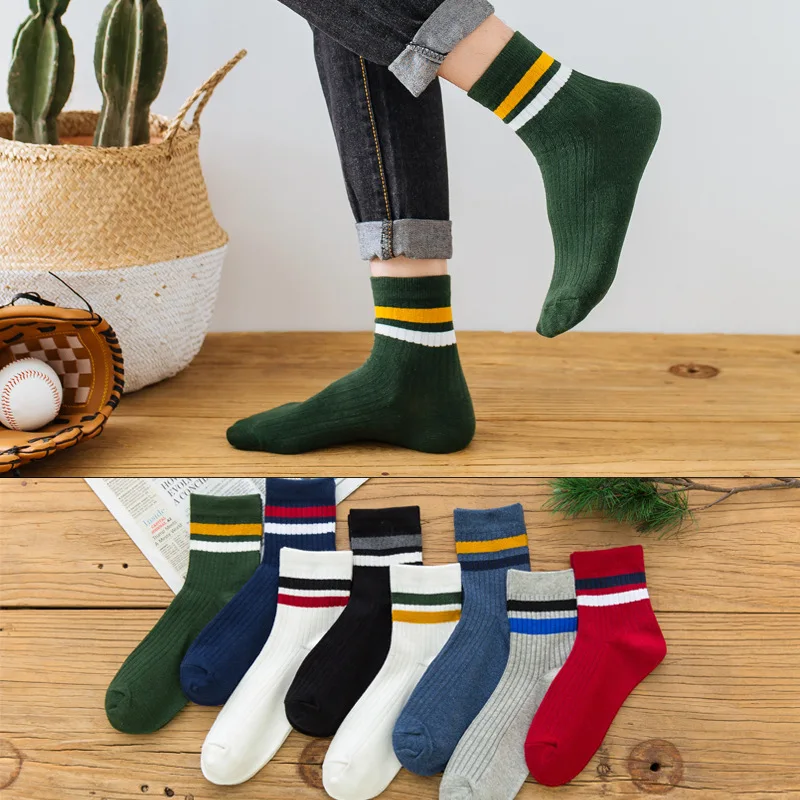 DOIAESKV Fashion New Cotton Men's Socks Casual Breathable Active Socks High Quality Man Solid Long Socks EU39-44