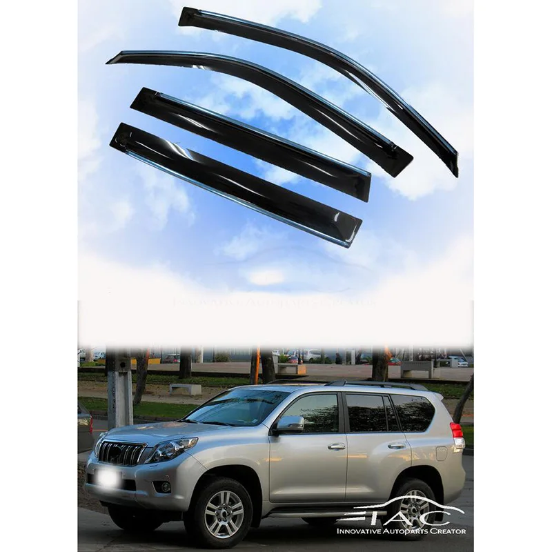 

For Toyota Land Cruiser Prado J150 FJ150 2008- Chrome High quality Window Acrylic Visor Deflector Trim 4pcs