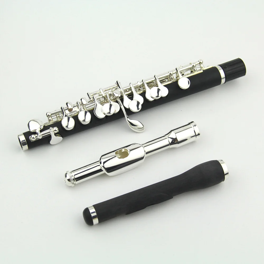 Flute Piccolo Cupronickel Silver Plated C Key Tone 16 Holes Piccolo  2 mouthpiece composite woodpipe body