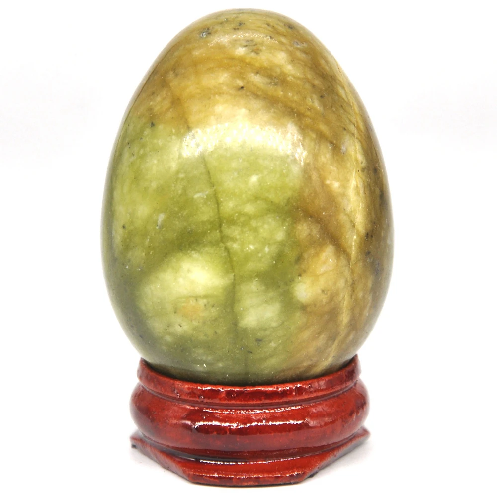 35x50mm Xiuyan Jade Egg Shaped Stone Healing Natural Crystal Massage Minerale Gemstone Spiritual Decoration Collection
