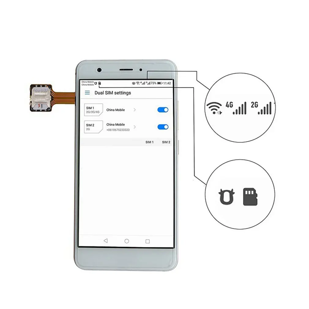 Adaptador de tarjeta SIM Dual híbrida, adaptador Micro SD para extensor de Android 2, Nano Micro SIM para Xiaomi, Redmi, Huawei, etc.