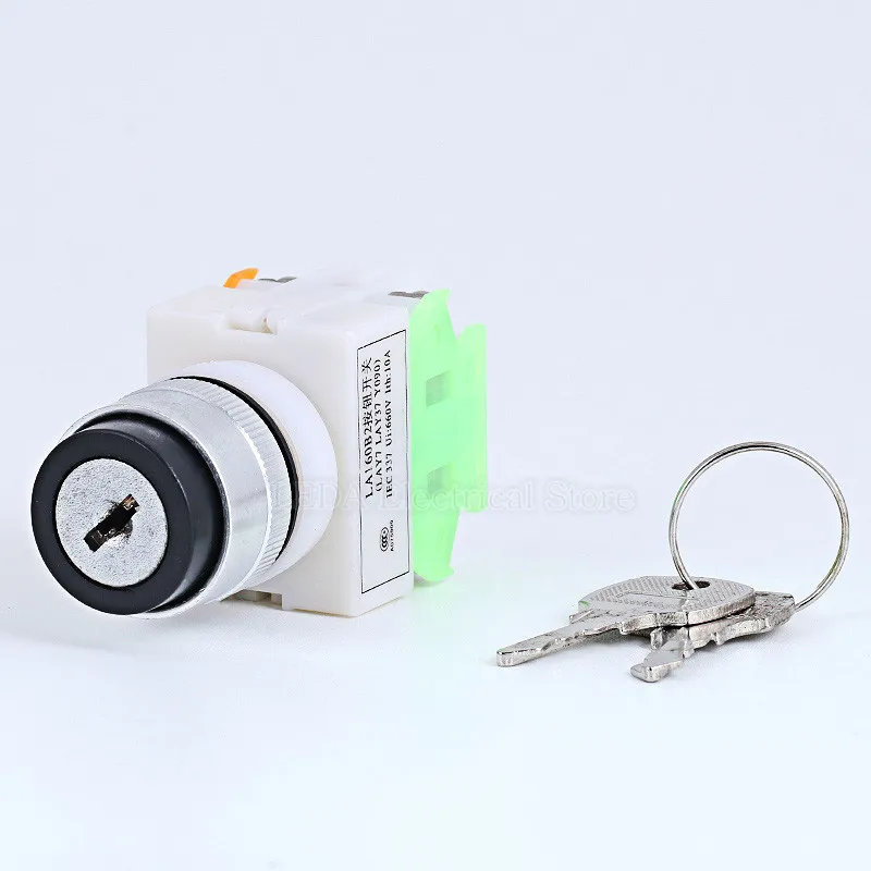 1Pcs LAY37-11Y2 20Y3 Y090 DPST 2 / 3 Position 1NO 1NC / 2NO Rotary Selector Key Lock / Reset Push Button Switch