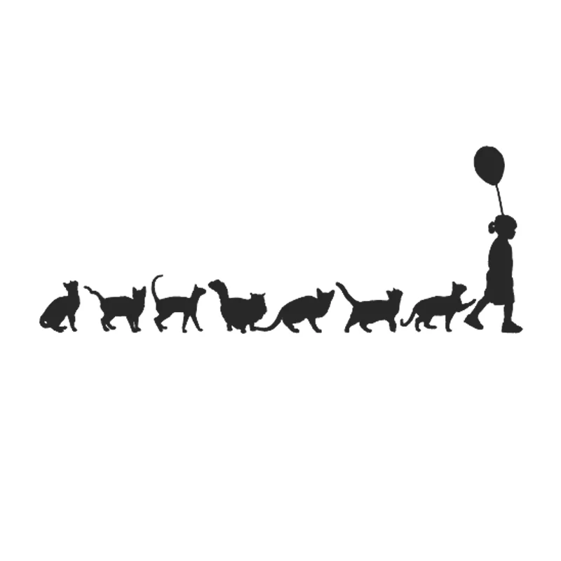 

17*6.6cm Cats & Little Girl Car Stickers Crazy Cat Lady Vinyl decals Cute Funny Car Window Decal Bumper Sticker Crazy Cat Lady
