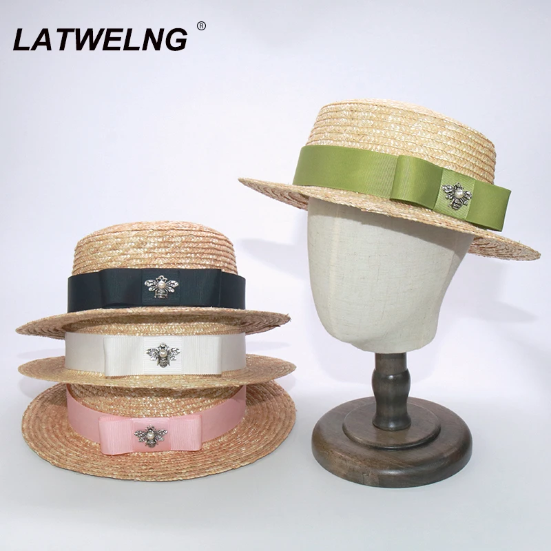 

Parent-child Sun Hat Fashion Bee Women Summer Straw Visor Hats Cute Girls Beach Hats Holiday Gift Wholesale NH482