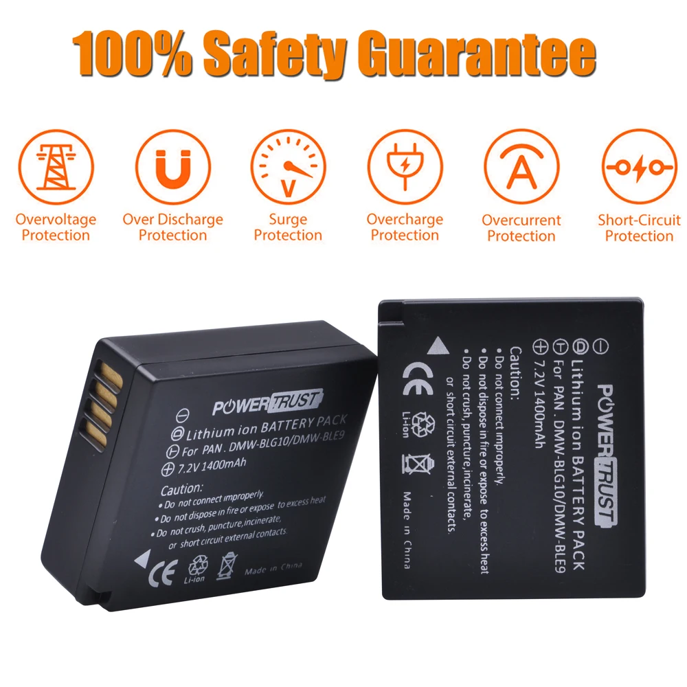 PowerTrust DMW-BLG10 1400mAh DMW BLG10 DMW-BLE9 bateria + LED ładowarka do Panasonic Lumix DC-ZS80, DC-GX9, DMC-GX80, DMC-GX85