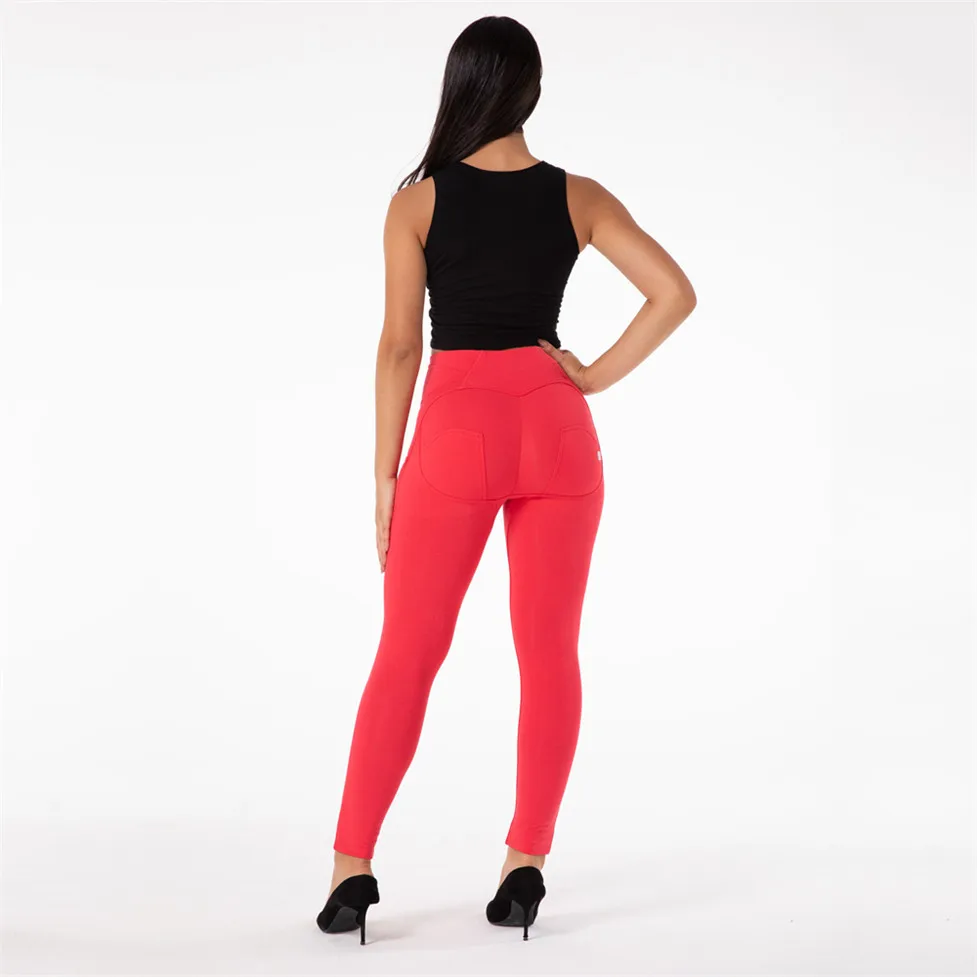 Imagem -04 - Shascullfites Melody Calças Vermelhas Cintura Alta Leggings Magros Perna Reta para Mulheres Elástico Empurrar para Cima Calças Streetwear