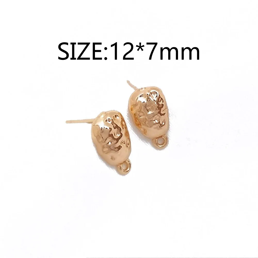 4PCS Concave Convex Ear Studs Sling DIY Earrings 14k Gold Plated for Jewelry Findings Components Making Supplies Accessories