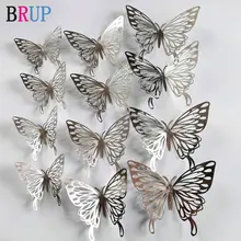 12P 3D Butterfly Wall Stickers in Gold and Silver #2