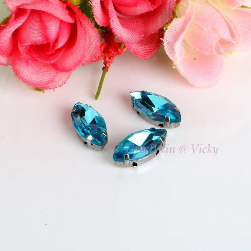 أحجار الراين الزجاجية! شكل عين الحصان الماس مع مخلب ماركيز الشكل خياطة على قاعدة معدنية ستراس مشبك حجر الزفاف الديكور