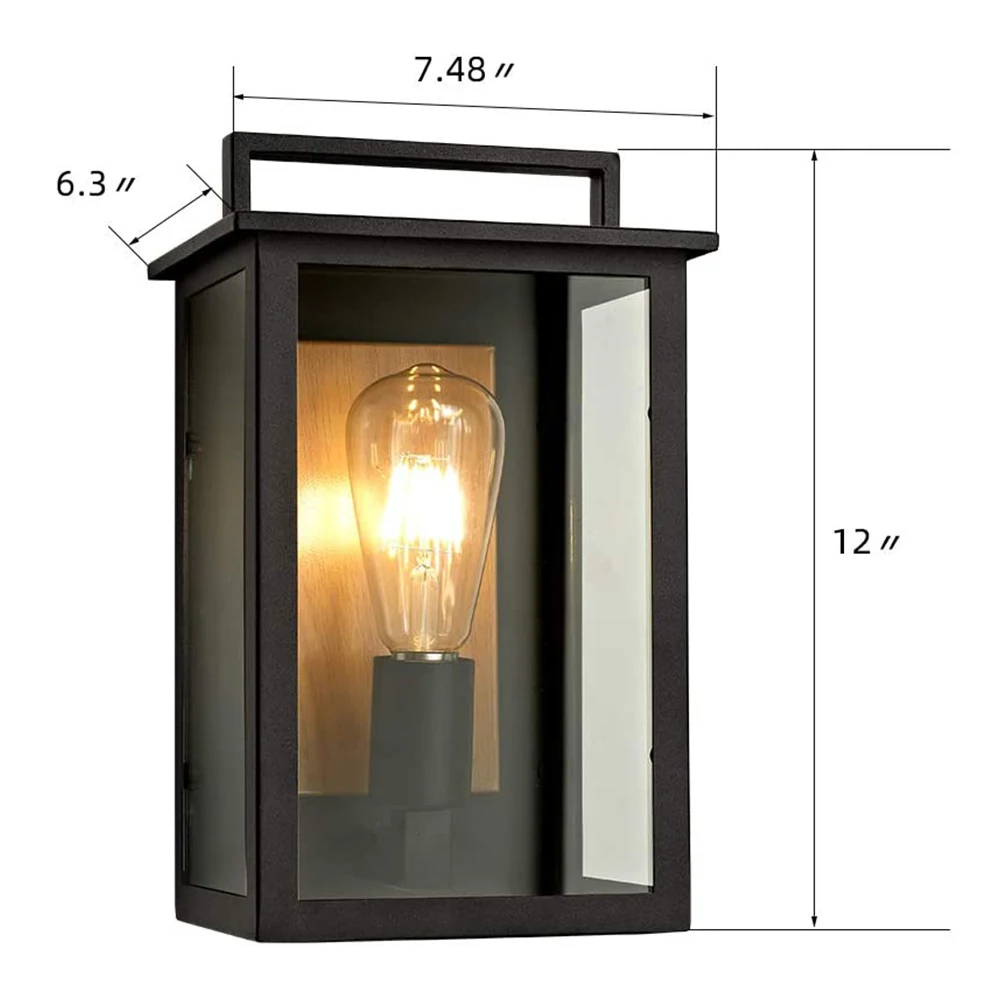 Outdoor LED Wall Mount Luz, arandela impermeável, lâmpada retro, Matt Black, porta da frente, jardim, Villa, América