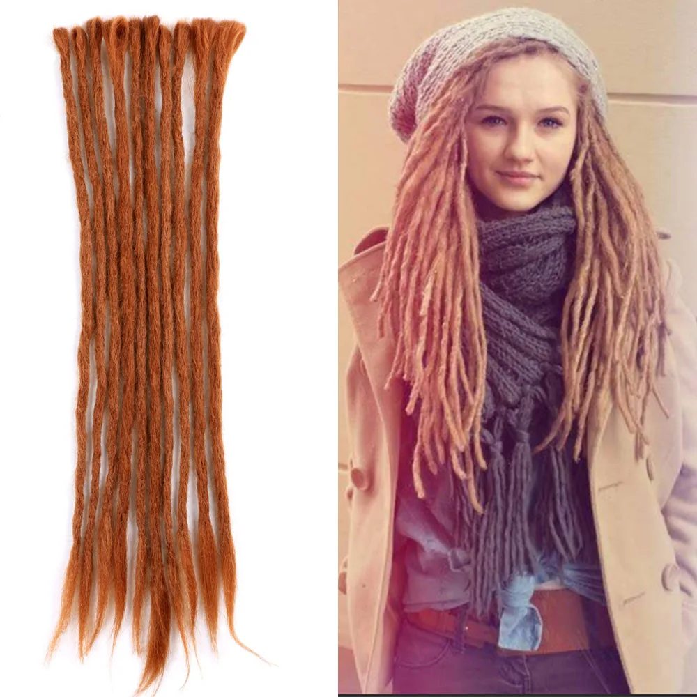 Saisity Ombre Synthetic For Rock&Roll 10Strands Braids Dreadlocks Colored Braiding Hair Extensions Hippie Crochet  Hair