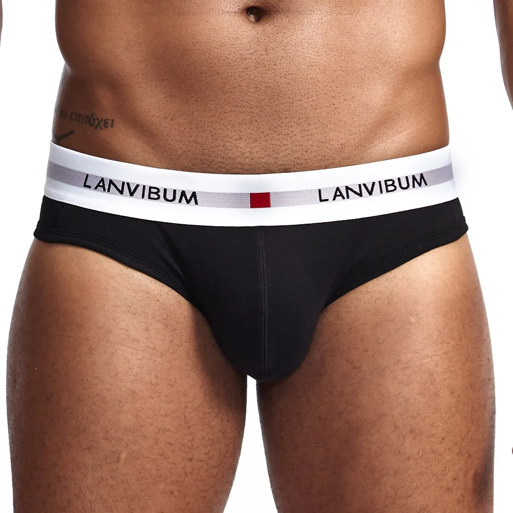 LANVIBUM men underwear solid convex underpants comfortable cotton briefs man soft male shorts