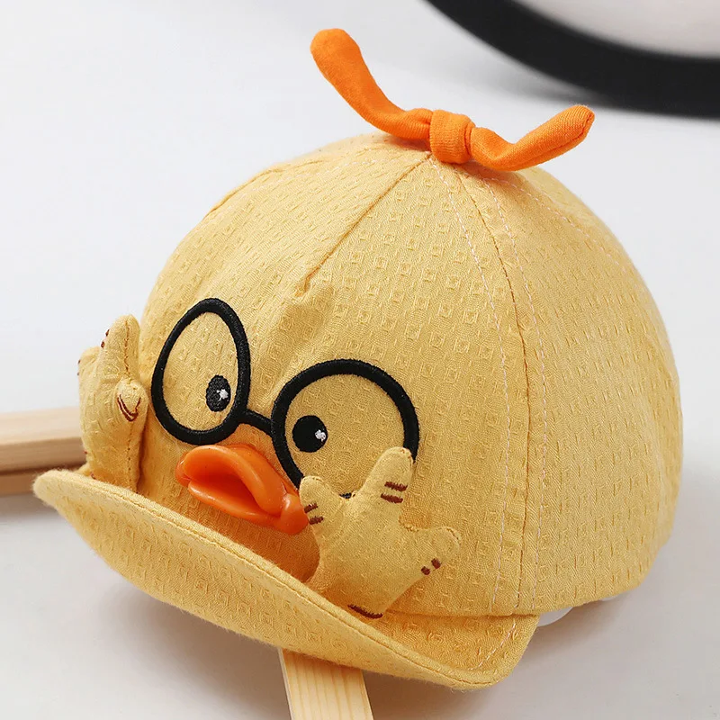 2024 Summer Kids Mesh Baseball Caps Baby Lovely Cartoon Duck Cotton Hats Girl Boys Outdoor Sunshade Headwear 1-10M