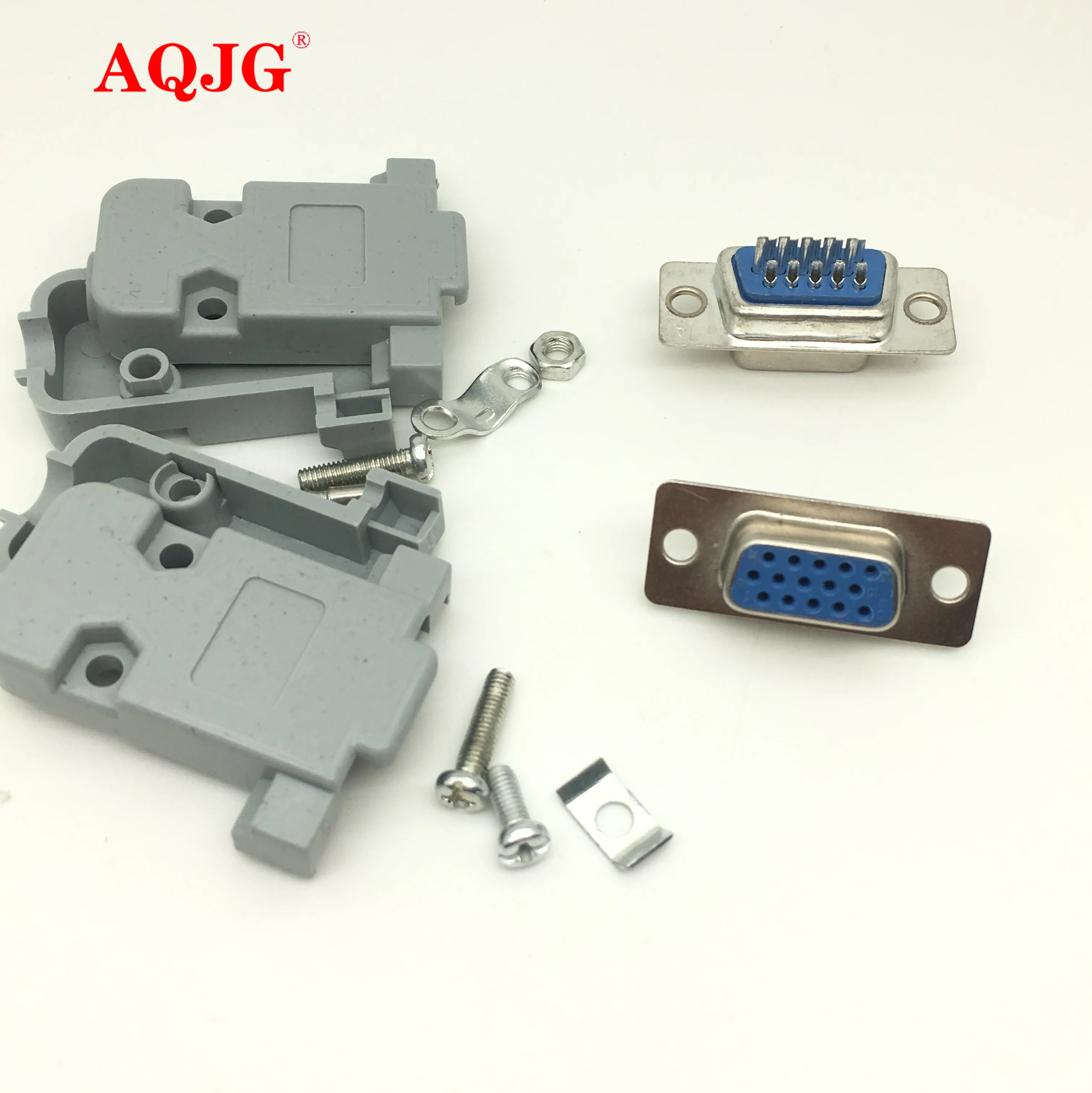 DB15 3Rows Parallel VGA Port HDB9 15 Pin D Sub Male Female Solder Connector Plastic Shell Cover