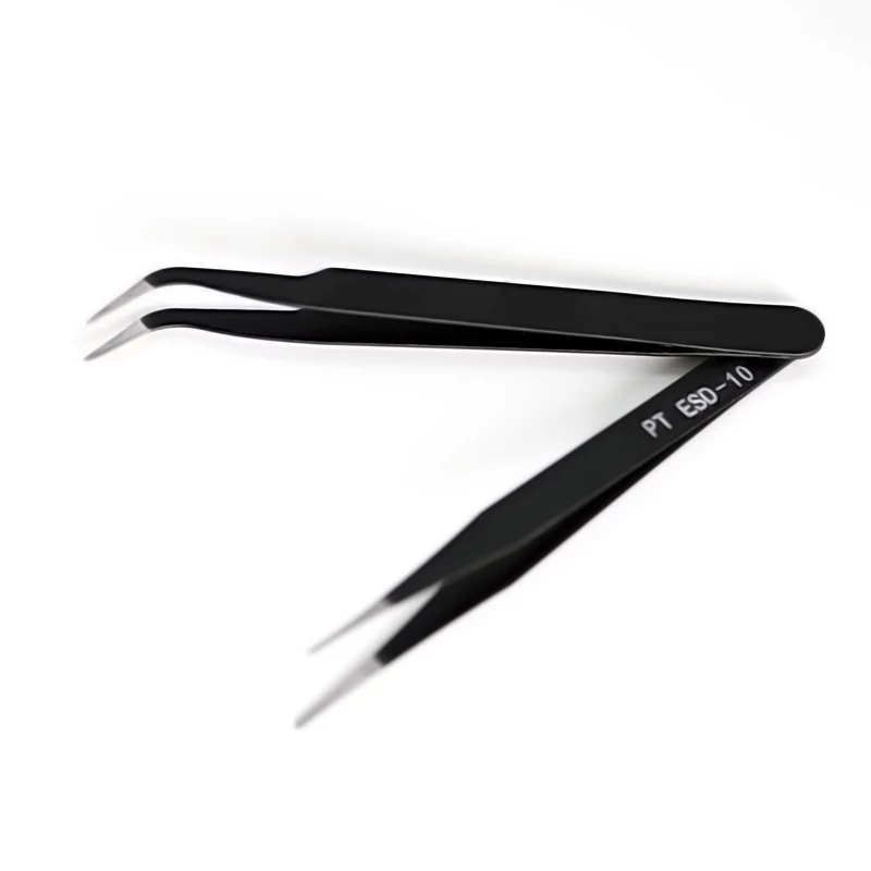 6pcs Anti-static ESD Stainless Steel Tweezers Maintenance Tools Industrial Precision Curved Straight Tweezers Repair Tools