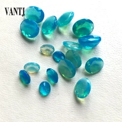 VANTJ Real Natural Blue Opal Loose Gemstones 1PC Oval Good Quality Precious forSilver Gold Diy Jewelry Women Gift