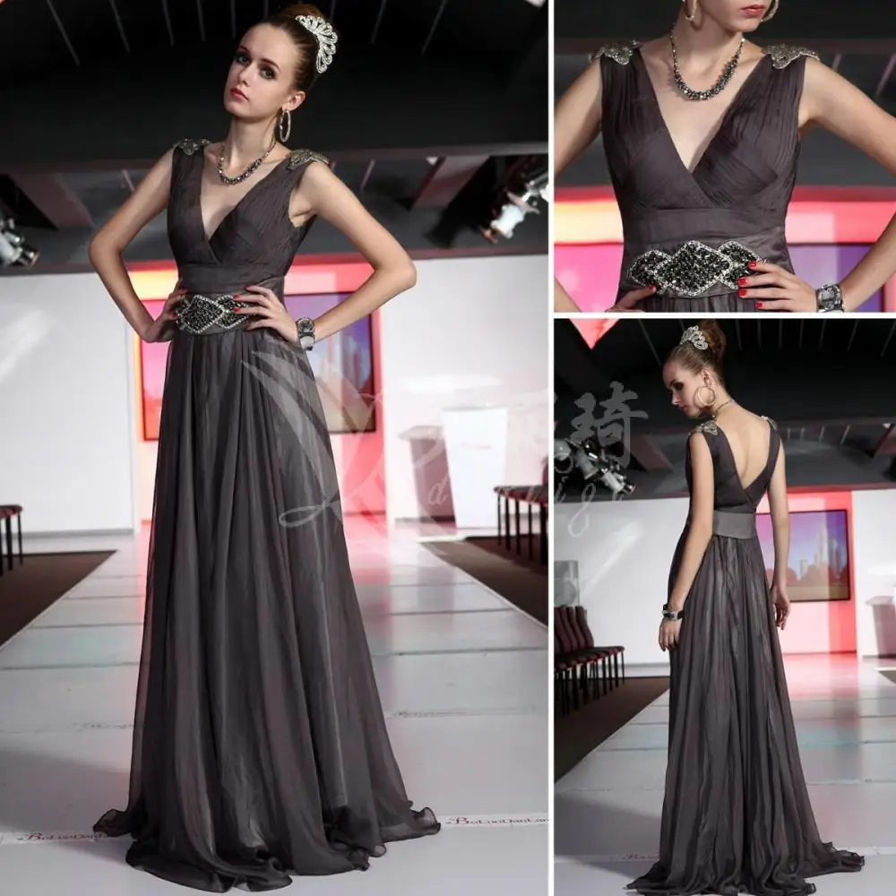 

New arrival prom party evening dresses trumpet vestido de noiva sereia gown chiffon dress beading robe de soiree sexy V-neck