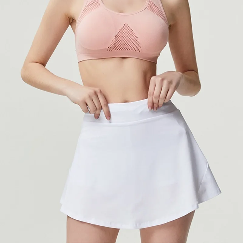 M-XXXL Tennis Skirts Badminton Golf Skirt High Waist Fitness Shorts Women Athletic Running Gym Sport Skorts with Phone Pocket