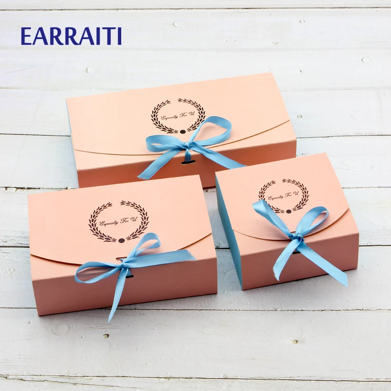 

12PCS Gift Box With Ribbon Candy Cookies Sweets Packing Cardboard Boxes For Gifts Wedding Packaging Scarf Paperboard