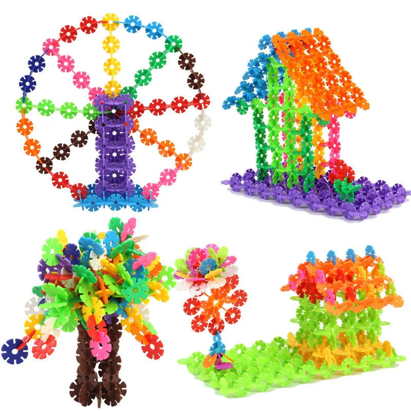 3D Puzzle Jigsaw Plastic Snowflake Building Interconnecting Blocks Building  Kindergarten Construction kids brain Baby Game toy