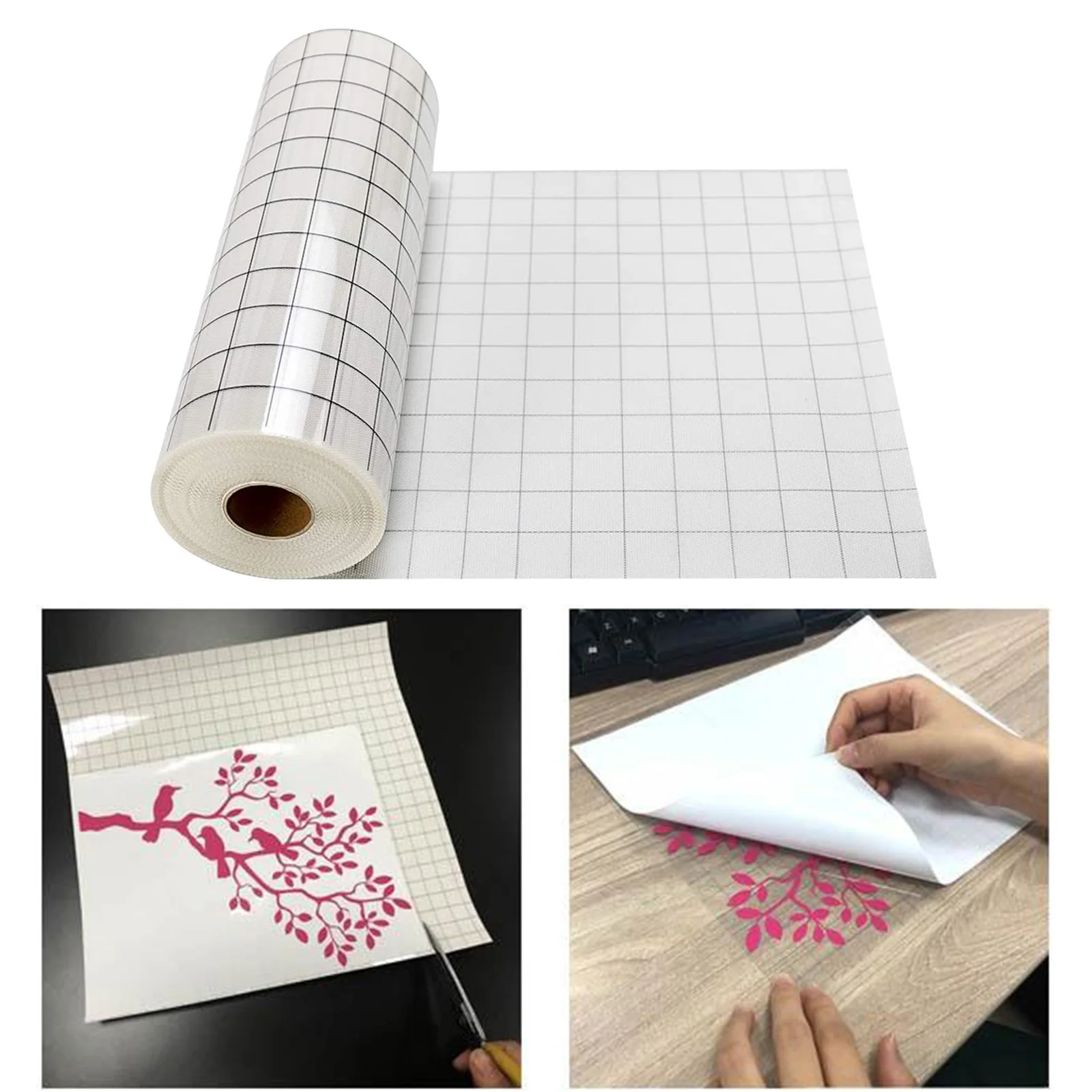 Vinyl Transfer Paper Tape Roll Adhesive 12 X 60 INCH Clear Alignment Grid Without Leaving a Sticky Residue Transfer Paper Rolls