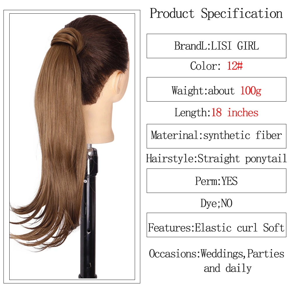 LISI GIRL Synthetic Extensions 18Inch Bounce Wrap Around Ponytai Hair Heat Resistant Hair Wrap Around Pony Hairpiece for Women