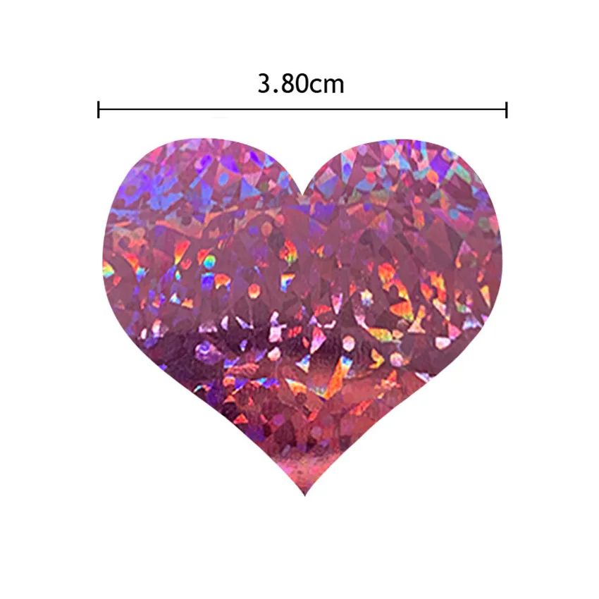 100-500pcs 1.5 calowy Laser holograficzny serduszkami naklejki na walentynki różowy fioletowy musujące etykiety Wedding party Love Stickers