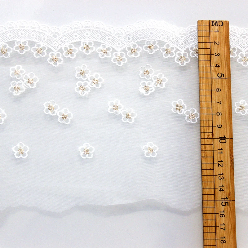 1 Yard Width:15cm New Gold Line Little Flower Mesh Laces Embroidered Trimming Lace for DIY Sewing Accessories(SS-2493)